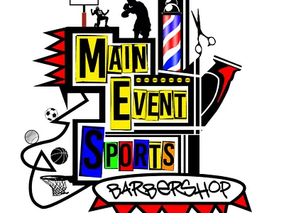 Main Event Sports Barbershop Logo branding graphic design logo