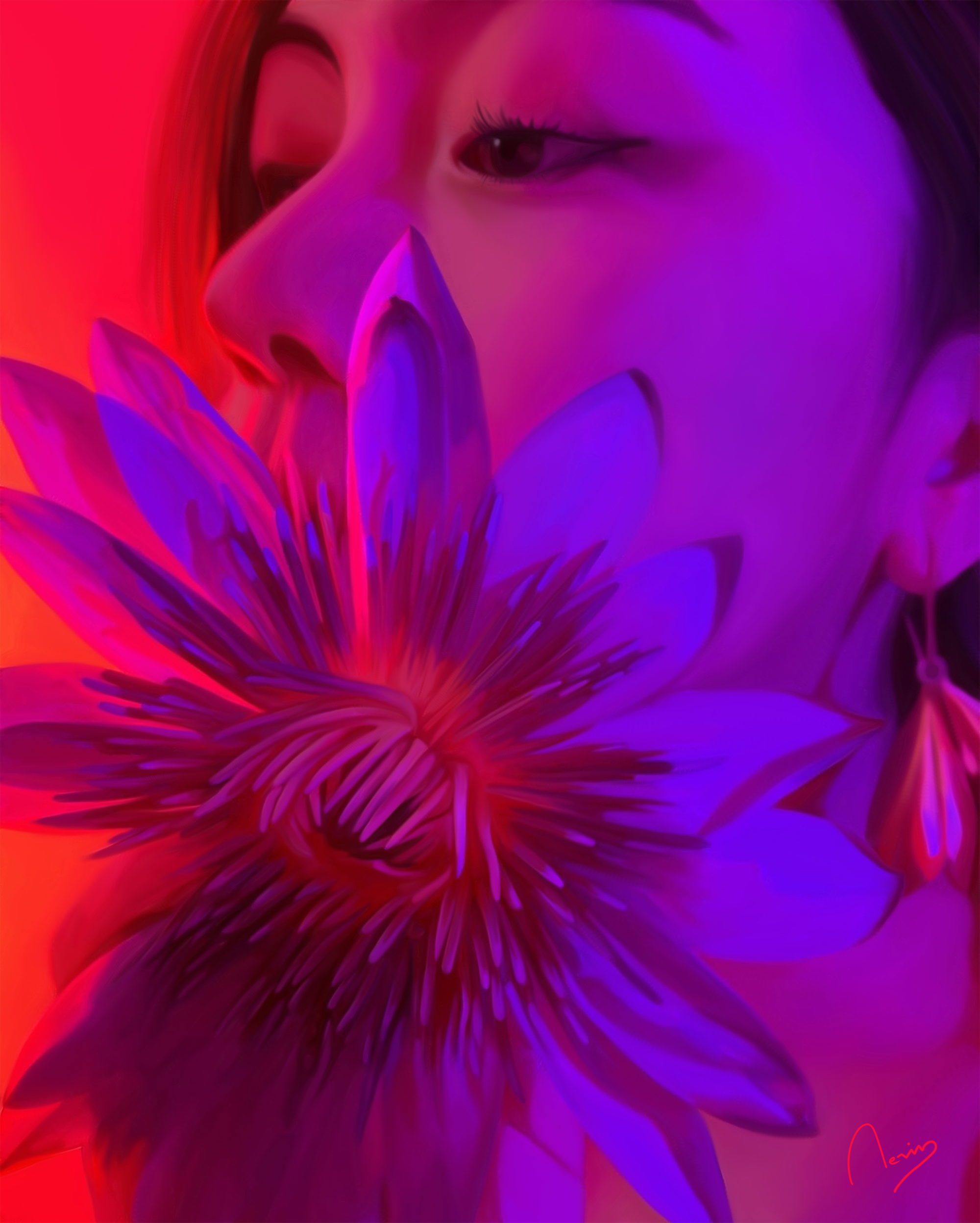 Bloom in Light artdirection colorfulart creativeillustration digitalart digitalpainting illustration neonart portraitart surrealportrait vibrantcolors