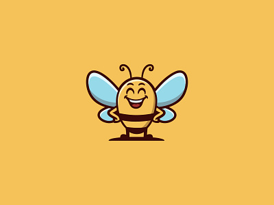 Happy Bee Logo bee bee logo bees branding branding design design flying bee graphic design happy bee honey logo hornet hornet logo illustration logo logo design vector
