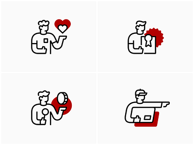 Young Brand Icon Set award character client coin customer delivery heart icons illustration interface laptop lifestyle man payment product service startup tech ui youth