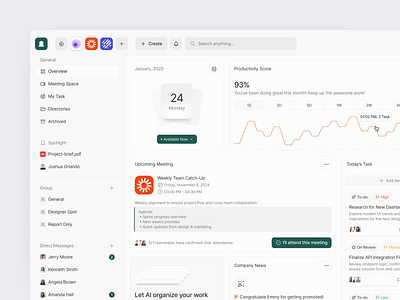 Ovra - Productivity Workspace Dashboard analytics calendar clean clean design dashboard design minimalist productivity ui ui design uiux ux workspace