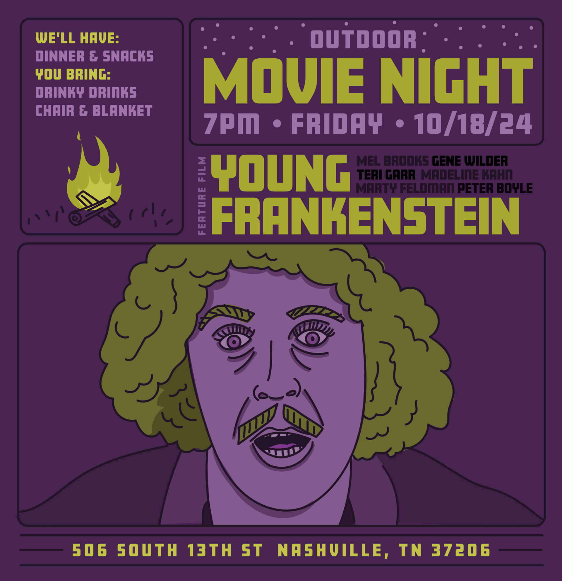 Movie Night - Young Frankenstein design illu illustration young frankenstein