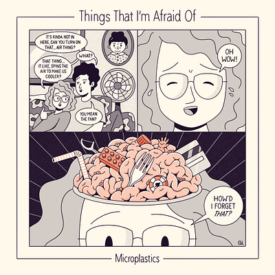 Microplastics anxiety cartoon comic design editorial illustration illustration line art microplastics plastic procreate texture
