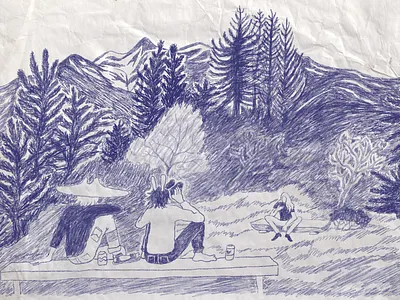 hike in Barjomi character graphic design hike illustration sketch