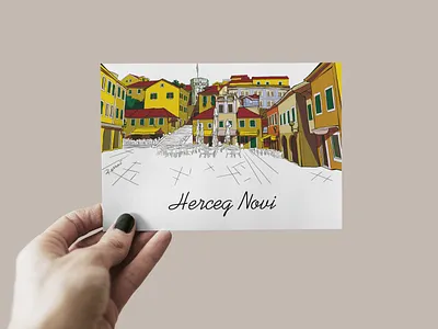 Herceg Novi View - Postcard Design 2d branding design graphic design illustration