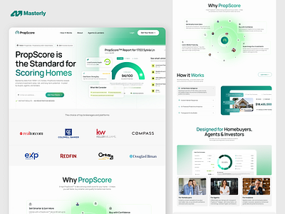 Home Page UX/UI Design for Real Estate SaaS Platform | Masterly ai design ai platform fintech ui hero section homepage design homepage redesign interface design landing page proptech real estate saas design saas platform score preview trust signals ui design ux design uxui value proposition web design website design