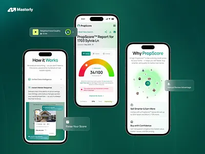 Mobile UX/UI Design for Real Estate AI SaaS Platform | Masterly component design how it works infographics landing page design mobile app mobile design mobile ui platform design proptech real estate saas saas platform ui ui design uiux user interface ux ux design uxui value proposition