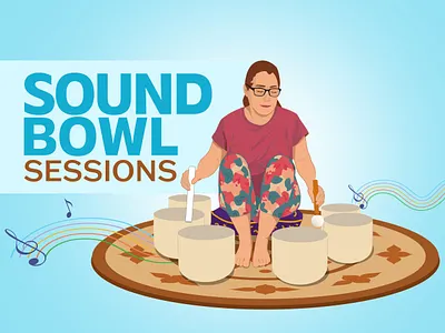 Sound Bowl Sessions character illustration people sound sound bowl therapy vector