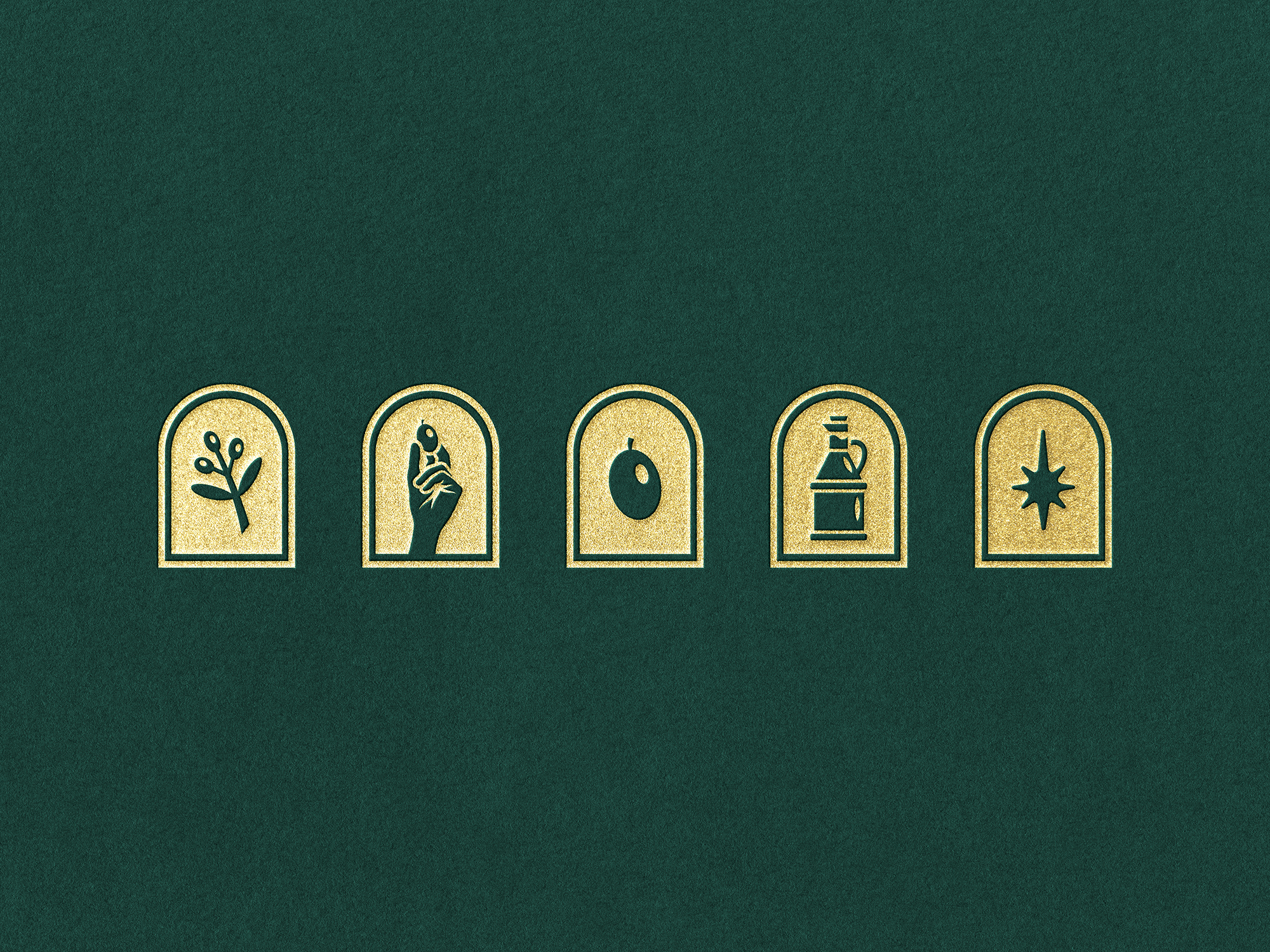 Solar d’Azeiteira · Five Arches of the Brand brand brand identity branding icon design icon set icons illustration minimal olive olive branch olive oil pictogram visual identity visual storytelling