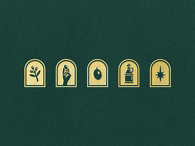 Solar d’Azeiteira · Five Arches of the Brand brand brand identity branding icon design icon set icons illustration minimal olive olive branch olive oil pictogram visual identity visual storytelling