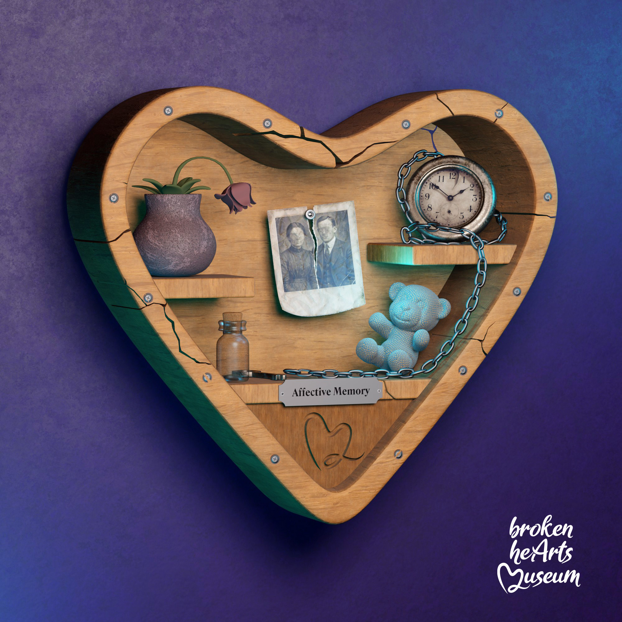 Affective Memory - 3D illustration 3dillustration 3drender b3d blender3d diorama heart memory museum psychology