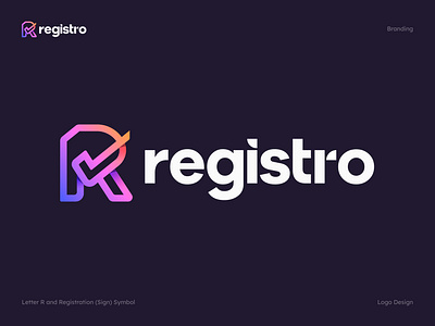 Registro Logo Design ai based registration brand brand identity branding easy registration fast registration identity letter r and sign symbol logo logo design logodesign logomark logos logotype modern logo r logo register logo registration platform logo sign in typography