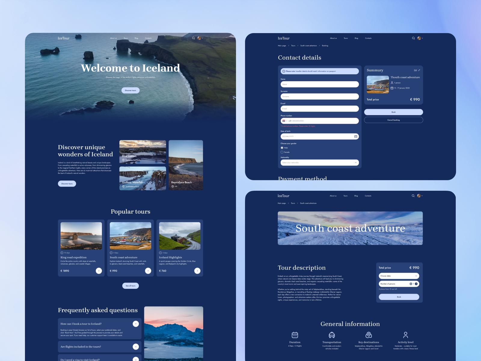 IceTour - Website for Travel Agency design tours agency travel agency ui ux website website design