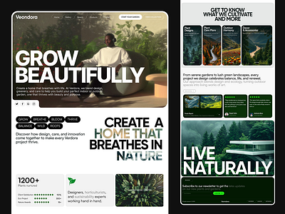 Verdora — Nature-Inspired Landing Page Design aestheticui cleanui creativewebdesign ecofriendly gardening greenui heroheader interactiondesign landingpage landscaping minimaldesign modernui naturedesign organicdesign plants sustainable uiux uxdesign visualdesign webdesign