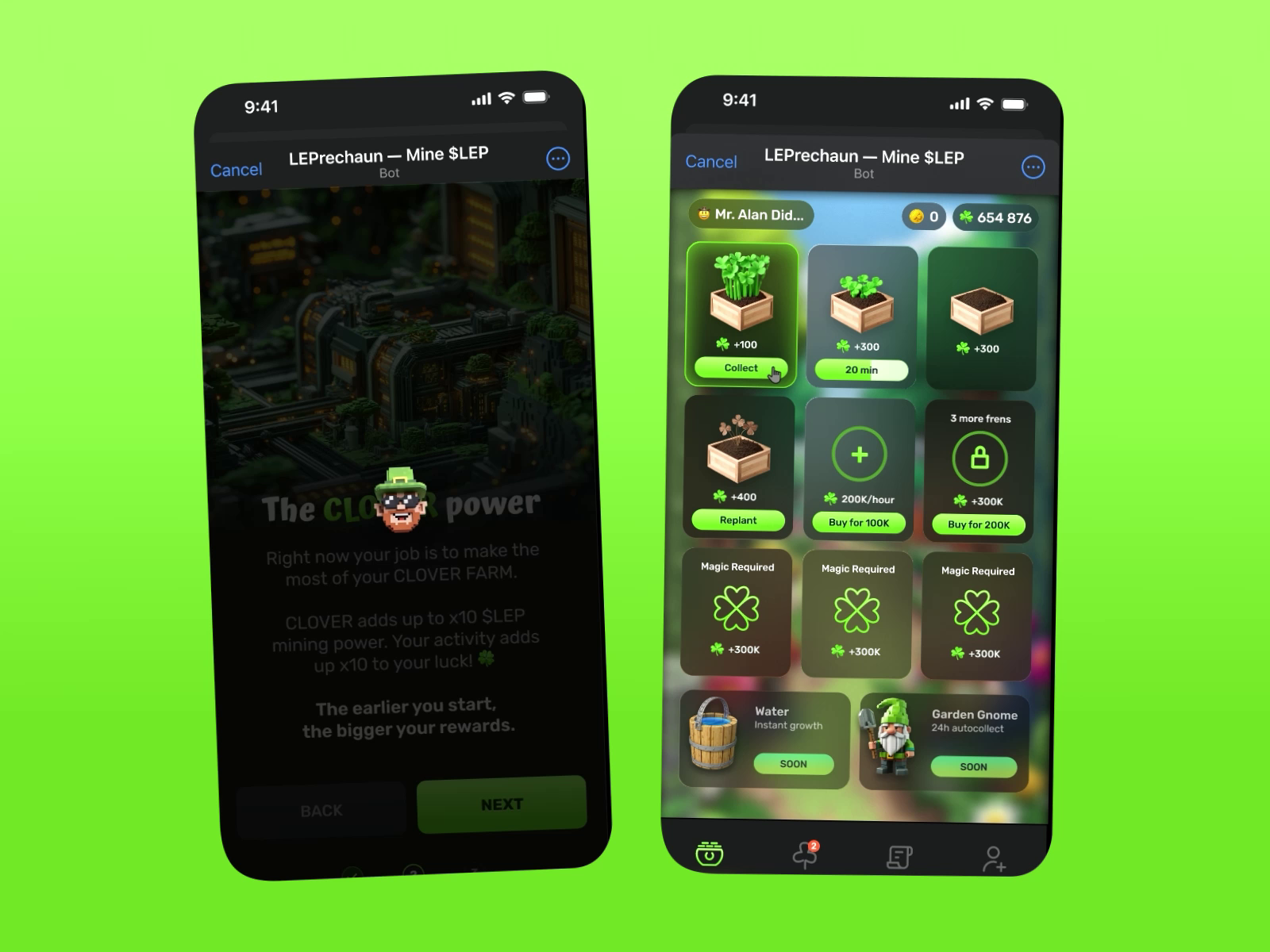 🍀 LEPrechaun Telegram Mining App — Gamified Crypto Experience by  vino_costa for Roobinium on Dribbble