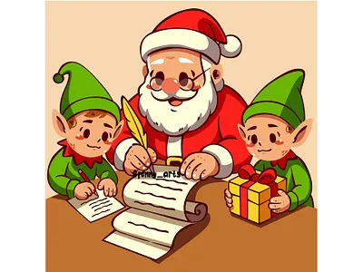 Santa Claus Writing a Letter Cartoon background cartoon celebration character cheerful christmas decorative festival festive fun gift greeting holiday nativity present saint santa season sinterklaas tradition