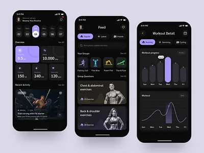 Fitness Tracking Mobile App UI/UX Design activity tracker app design app interface design fitness app fitness goals fitnesstracker health app health tech health tracker mobile app design mobile ui modern ui product design ui design ui inspiration uiux uiux design wellness app
