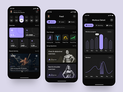 Fitness Tracking Mobile App UI/UX Design activity tracker app design app interface design fitness app fitness goals fitnesstracker health app health tech health tracker mobile app design mobile ui modern ui product design ui design ui inspiration uiux uiux design wellness app