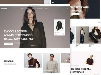 Aurore Fashion Landing Page agency createive design ecommerce fashion figma landing page template ui uikits ux visual design wordpress