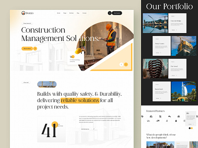 Domio - Building Construction Website | Landing Page animation architecture branding builder building construction civil engineering clean construction contractor contractor website creative engineering graphic design housing infrastructure landingpage property management property website real estate website