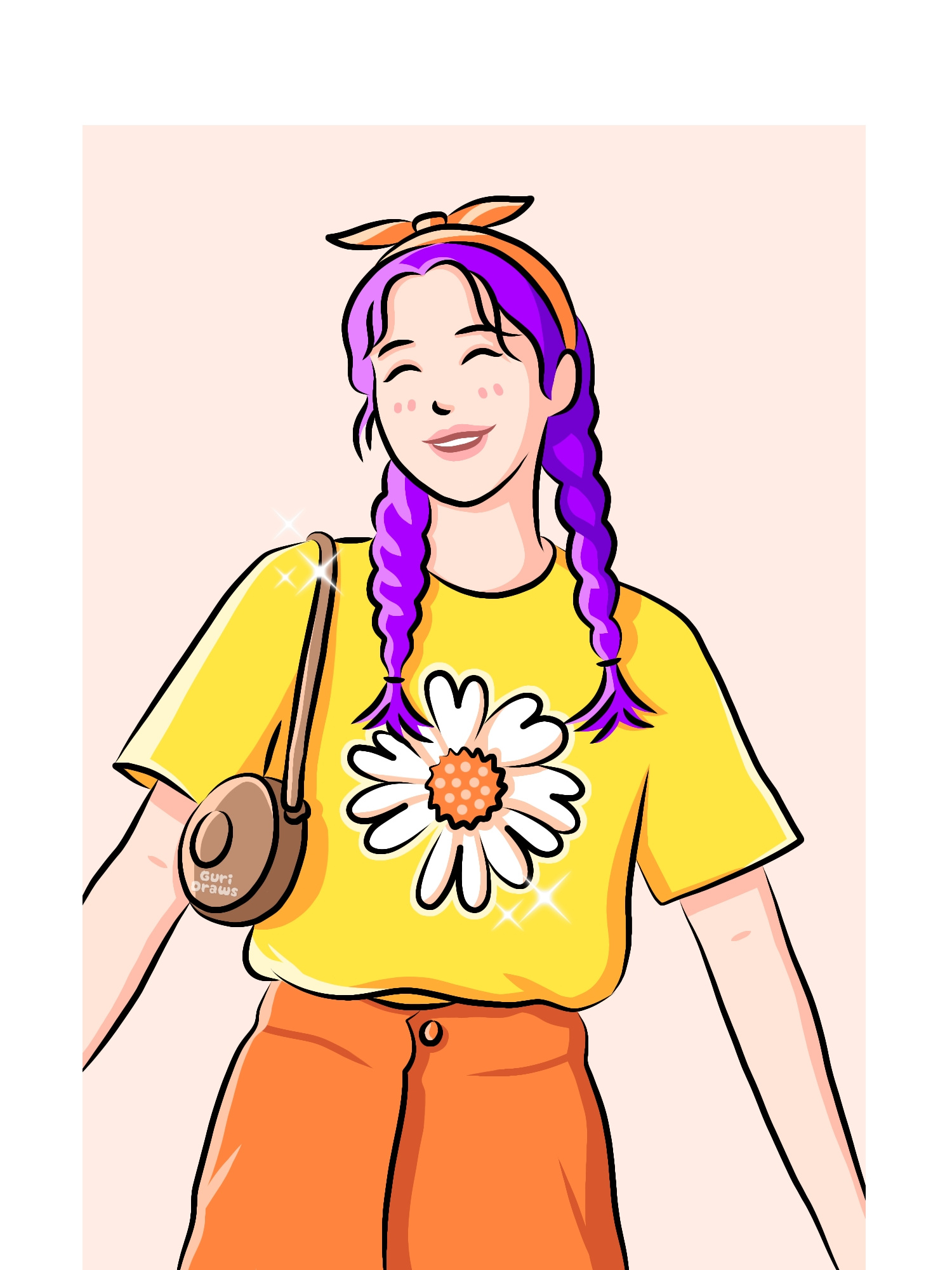 Daisy girl portrait 2d art artist cute daisy design digital art floral flower girl ibis paintx illustration portrait violet yellow
