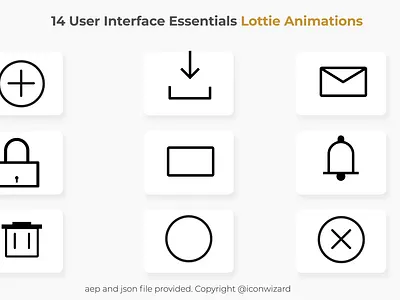 Essential User Interface Icon Lottie Animation add icon adobe xd app app ui close icon delete design email icon figma icon icons illustration lottie animation notification send icon trash bin icon ui design ui ux user interface icon