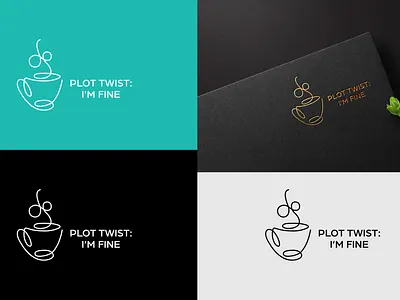 Minimal Line Art Logo for “Plot Twist: I’m Fine” blog logo branding creative logo cup logo graphic design line art line illustration logo logo design minimal logo modern logo monoline logo quirky logo tea logo
