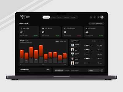 Dashboard / Salon Management System Skin ai appoinment barber barber shop booking crm dark dashboard dashboard design design hairdresser hairstyle ios mobile app on demand on demand service online booking salon ui ux