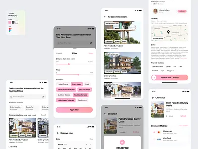 Lodge or Travel Accommodation accommodation booking bookingui cleanui datingapp design figma figmadesign filter filterinterface hotel hotelbooking hotelbookingapp property propertylisting searchandbooking travelapp travelappdesign ui uiux