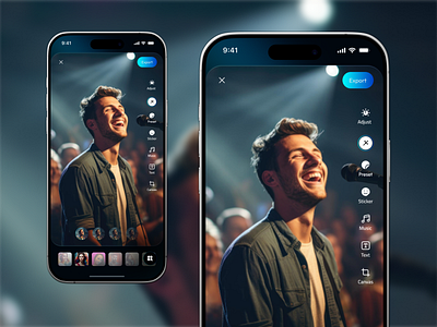 Photo Editing App Interface with Filters & Advanced Tools app app design creative app editing tools editor app filters ui ios app light ui mobile mobile app mobile interface photo editor ui design uiux ux design