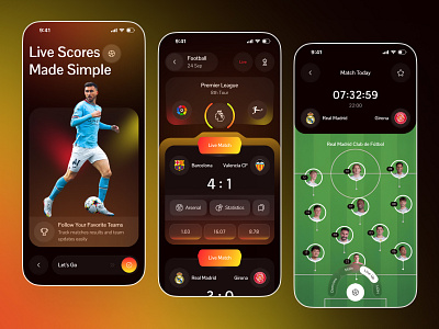 Live Scores | Sports App UI Design app design champions football scores football scores app footballer goals live app live scores match tracker messi mobile app mobile app design neymar. jr score update app sports app sports mobile app sports news app sports ui tournment ui