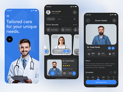 Doctor Appointment App UI – Modern Healthcare Mobile Design app design appointment app clinic app doctor app doctor appointment app doctor booking healthcare app healthtech medical app medical ui mobile mobile app patient app telemedicine app ui design