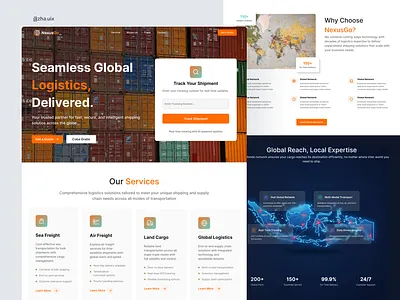 NexusGo – Global Logistics & Freight Management Website landingpagedesign logistics modernui productdesign saasdesign shipping uiux uxdesign webdesign