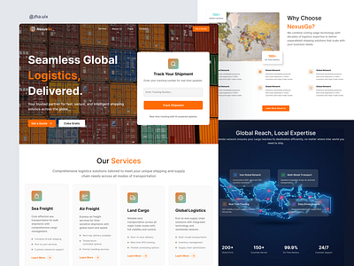 NexusGo – Global Logistics & Freight Management Website landingpagedesign logistics modernui productdesign saasdesign shipping uiux uxdesign webdesign