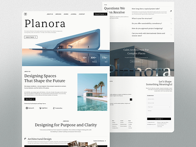 PLANORA — Modern Architecture Landing Page architect landing page architecture studio architecture website clean design creative website minimal web modern interface portfolio website ux ui design web design