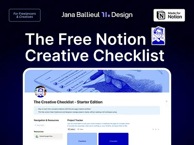 The Creative Checklist - Starter Edition (Free Notion Template) checklist creative workflow design system designertools free template freelance graphic design illustration notion design notion template notiondashboard organisation productivity toolkit workflowtemplate workspace