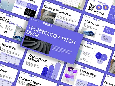 Technology Pitch Deck — Modern Investor Presentation Template. ai pitch deck business pitch deck cloud technology ppt demo day pitch deck financial projection slides google slides pitch deck investor fundraising deck market size presentation minimal tech presentation modern powerpoint template professional startup pitch saas template software startup deck