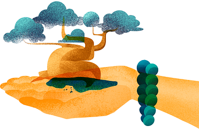 Bonsai art artwork behance bonsai design earth graphic design green hand illustration logo nature orange risograph tree