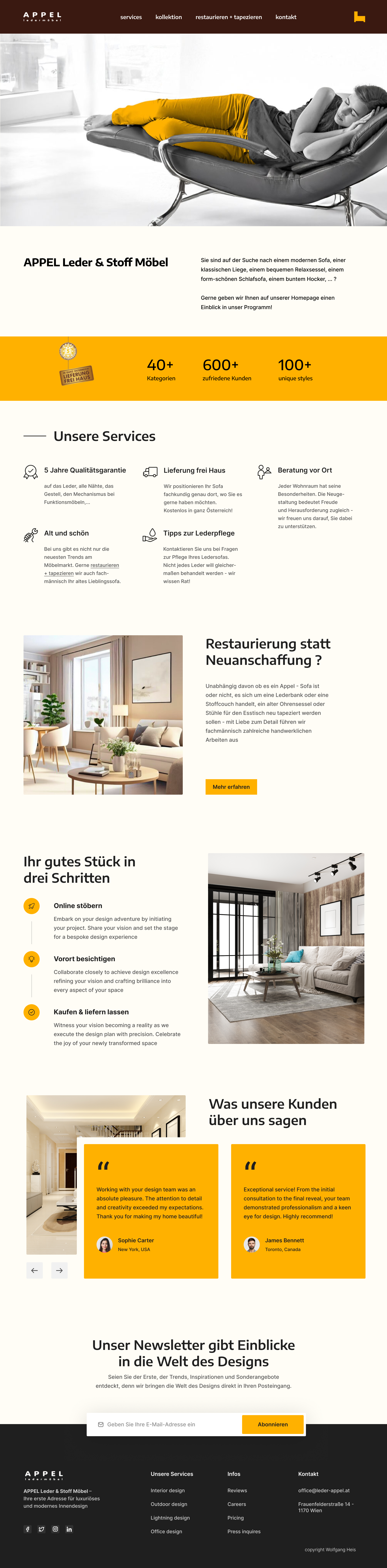 APPEL Leder & Stoff Möbel - home (Figma draft) design ui