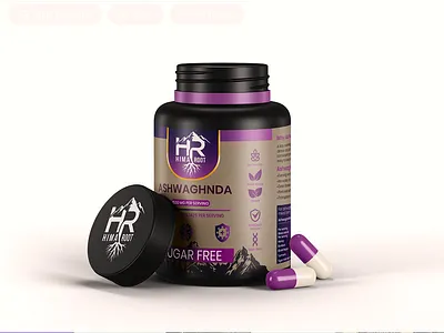 Ashwaghanda Sugar Free Brain Booster Supplement Packaging Design amazon listing design ashwaghanda bottled packaging deisgn branding food packaging design packaging and label design social media post deisgn supplement packaging design visual branding