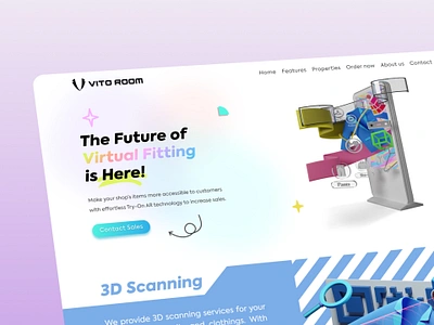 VITOROOM Landing Page 3d ar augmented reality clean colorful landing page minimal mirror virtual mirror website