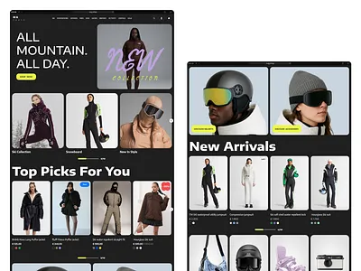 Ski & Snowboard Shop activewear darkmode ecommerce fashion landingpage minimaldesign onlineshop outdoor productdesign shop ski skiwear snowboard sportshop uidesign uiux uxdesign web design webdesign wintersports