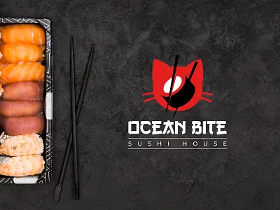 Logo for a Ocean Bite a Sushi house branddesign brandidentity branding catlogo creativelogo designer dribbble dribbblewarmup dribbbleweeklywarmup foodbranding graphicdesign japanesedesign logo logodesign logoidea mascotlogo sushilogo vectorart