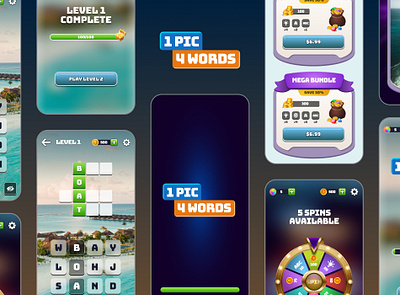 1 Pic 4 Words Mobile Game Design animation app branding design designer figma game gamedesign graphic design graphicdesign illustration logo mobileapp mobileappdesign motion graphics productdesign ui ux uxdesign visualdesign