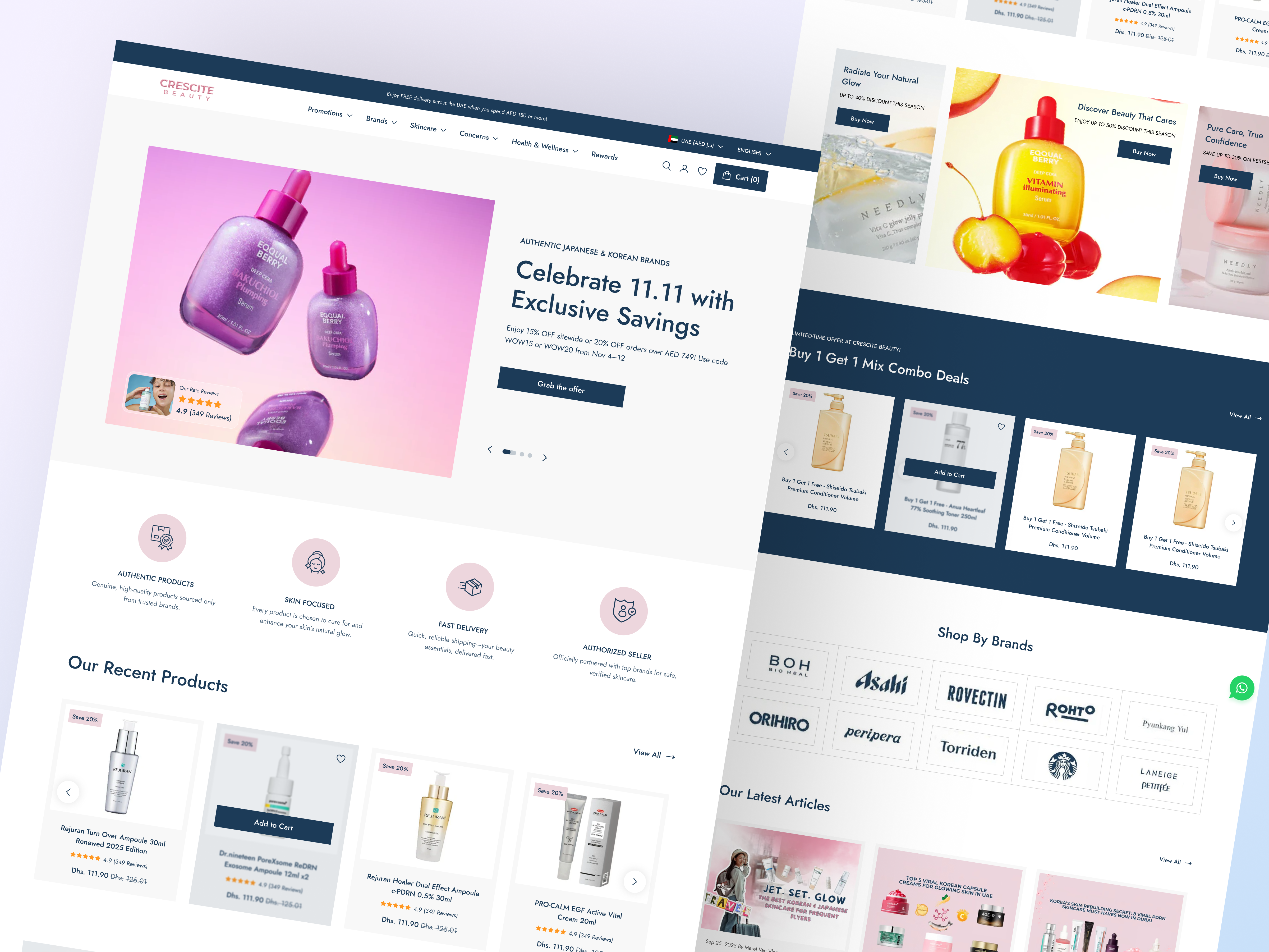 Cresclte Beauty – Modern Skincare eCommerce Website Redesign b2b beauty cosmetic store costmetic design designkast e com website luxurybrand ux makeup market market place minimalist product product website skincare ecom trending uiux uiux design