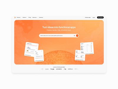 replit branding changelog customer story dithering hero home landingpage orange product updates saas website