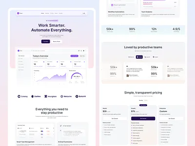 Flowly — AI Productivity Platform Website UI/UX Design design interface product service startup ui ux web