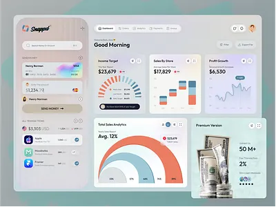 Financial analytics platform admin analytics business charts crm dashboard graphs interface management panel product saas sales sidebar system table ux ui