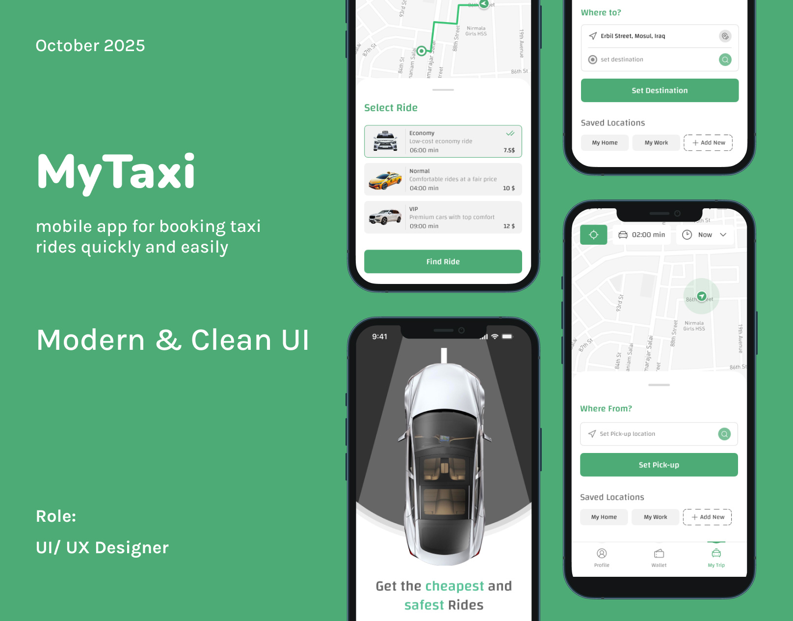 UI/UX taxi ride mobile app design app figma mobile navigation ride hailing taxi ui ux