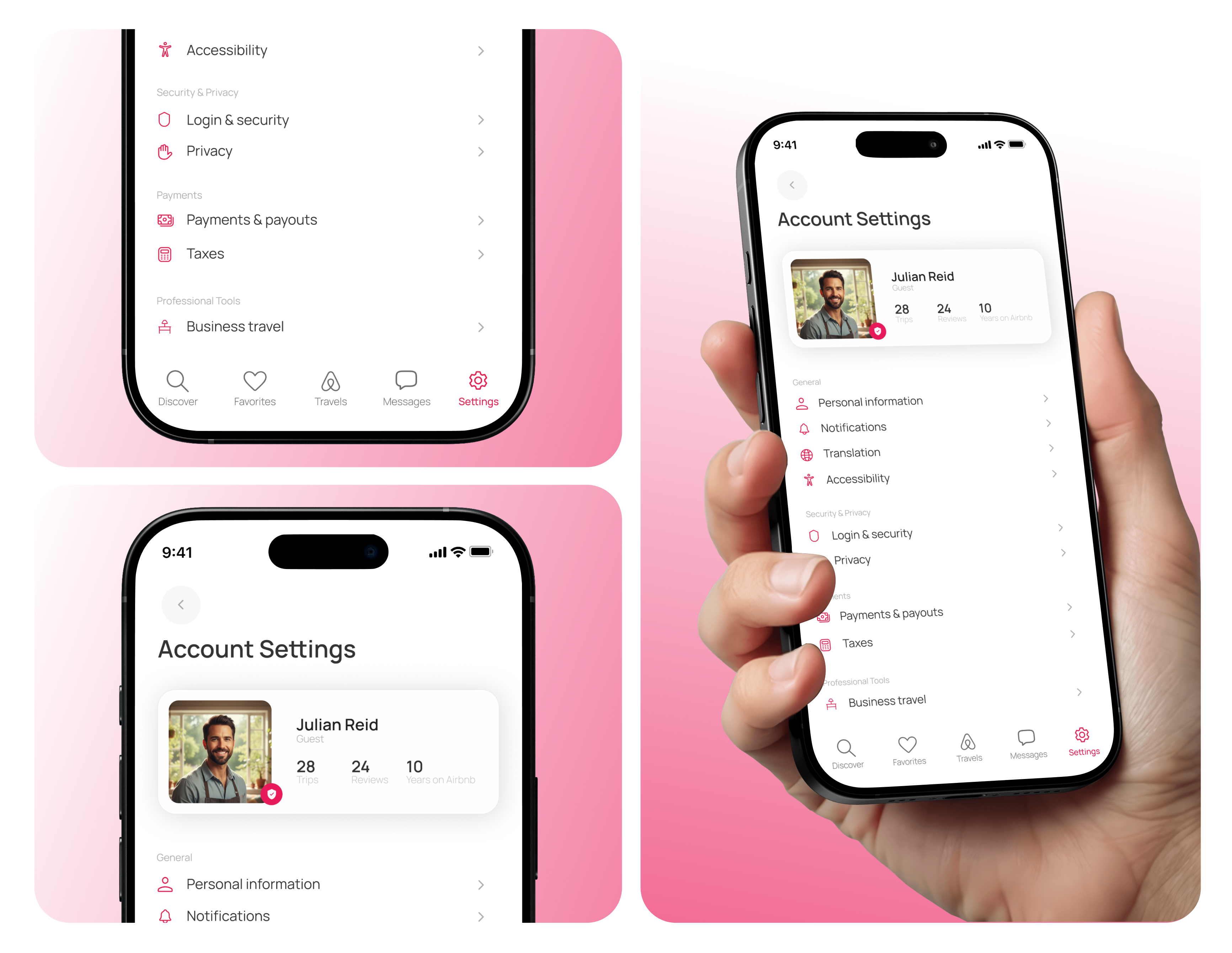 Daily UI 007 - Airbnb Account Settings Redesign airbnbdesign app dailyui design figma redesign settingspage uidesign uiinspiration uxdesign